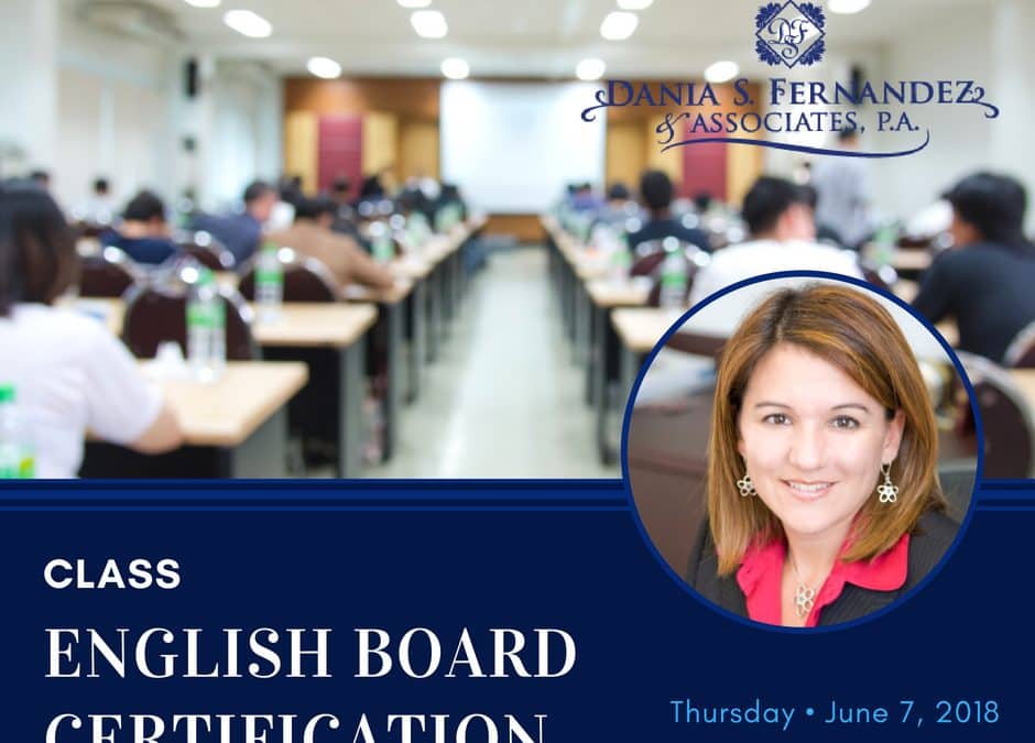 English Board Certification Class • June 7, 2018