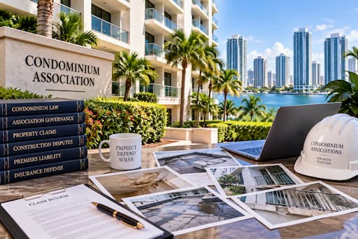 Miami condominium association insurance defense and property claim review
